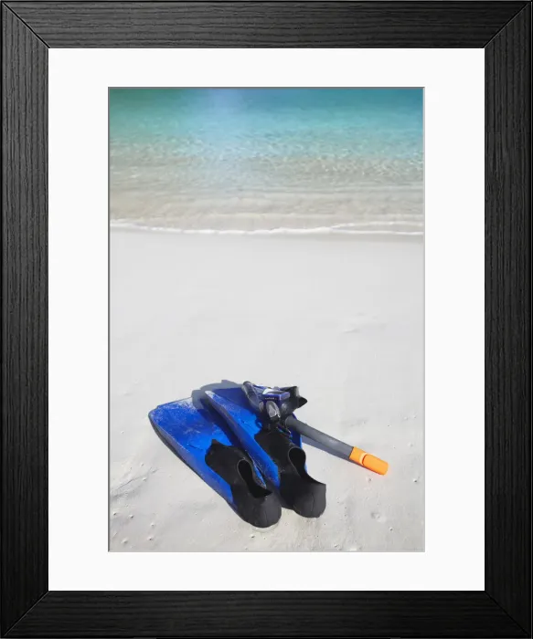 Framed Print : Snorkelling equipment on beach, Ao Maya, Ko Phi Phi Leh, Thailand Framed Print : Snorkelling equipment on beach, Ao Maya, Ko Phi Phi Leh, Thailand