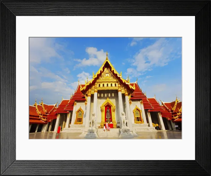 Framed Print : Thailand, bangkok, Wat Benchamabophit, Marble temple, Woman and children walking MR Framed Print : Thailand, bangkok, Wat Benchamabophit, Marble temple, Woman and children walking MR