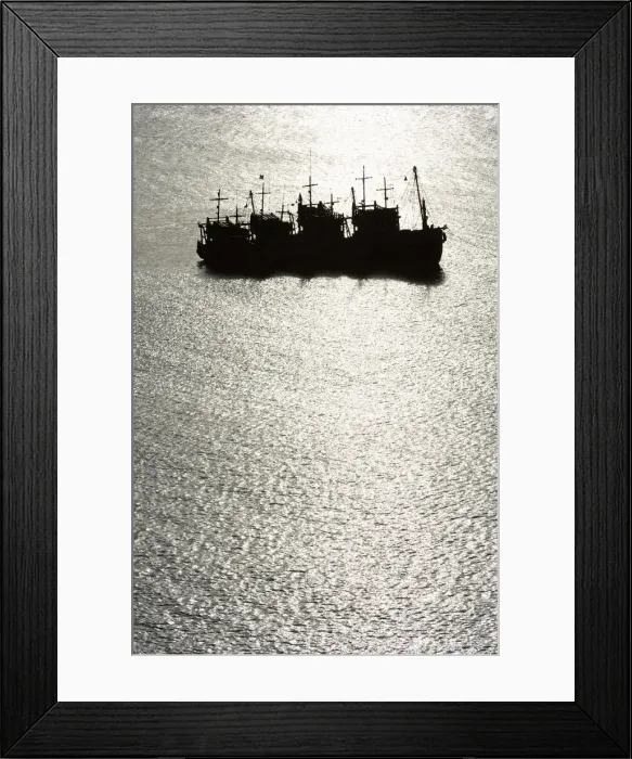 Framed Print : Thailand, Ko Samui, Fishing boats moored at sea Framed Print : Thailand, Ko Samui, Fishing boats moored at sea