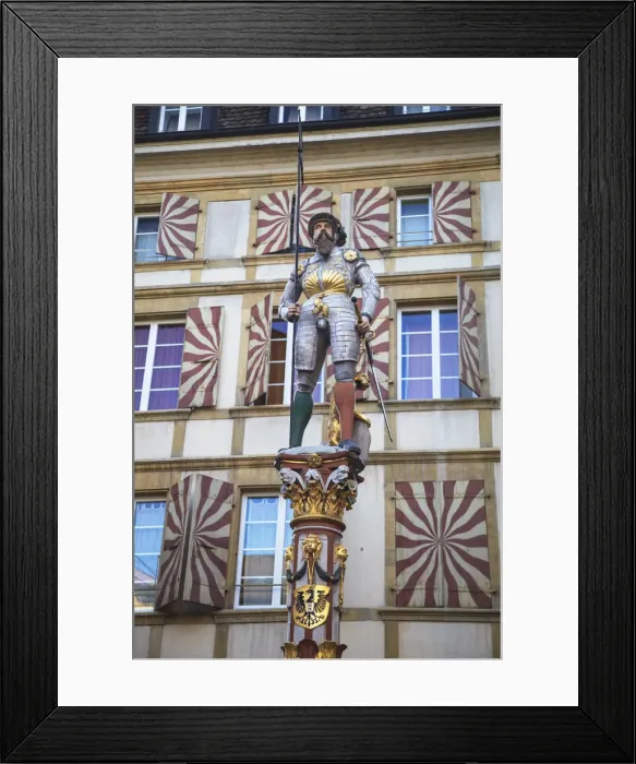 Framed Print : Statue of knight, Neuchatel, Switzerland Framed Print : Statue of knight, Neuchatel, Switzerland