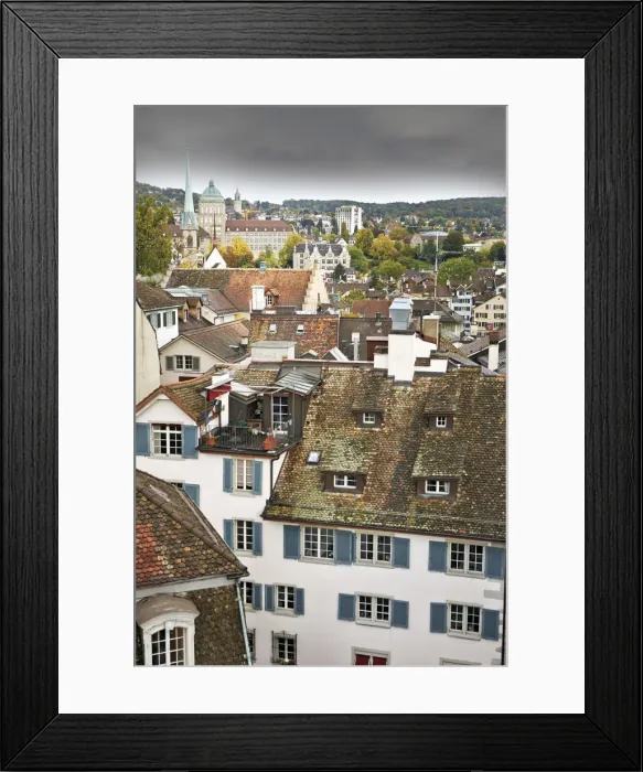 Framed Print : Europe, Switzerland, Zurich, a view across the roofs of the old city centre of Zurich Framed Print : Europe, Switzerland, Zurich, a view across the roofs of the old city centre of Zurich