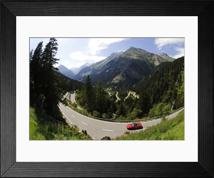 Framed Print : Cabriolet near Maloja pass, Grisons, Switzerland Framed Print : Cabriolet near Maloja pass, Grisons, Switzerland