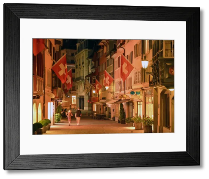 Framed Print : Augustinergasse at night, Zurich, Switzerland, Europe Framed Print : Augustinergasse at night, Zurich, Switzerland, Europe