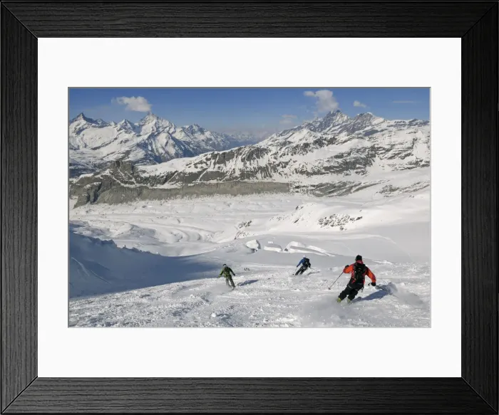 Framed Print : Ski descent from Schwarztor, Breithorn, White Horn, Zinalrothorn, Zermatt, Valais Framed Print : Ski descent from Schwarztor, Breithorn, White Horn, Zinalrothorn, Zermatt, Valais