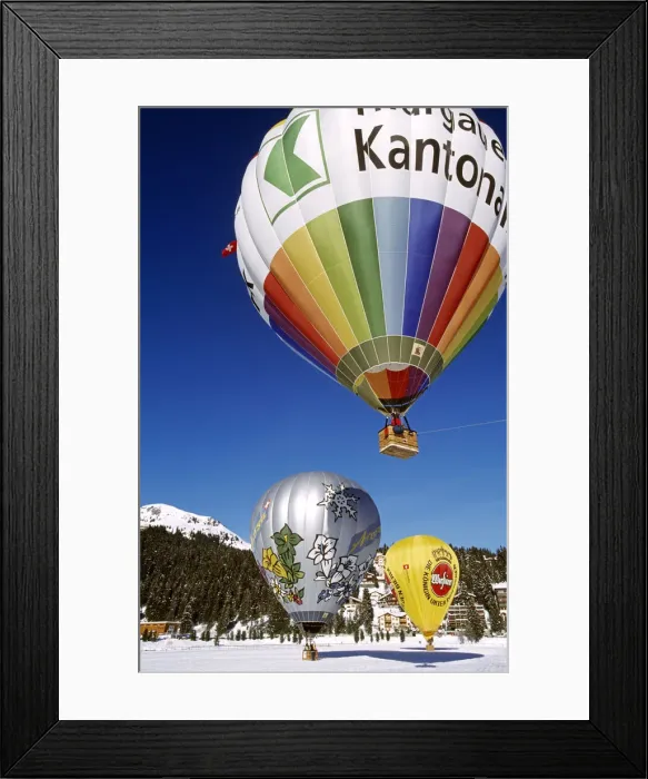 Framed Print : Hot-air balloon, Arosa, Grisons, Switzerland Framed Print : Hot-air balloon, Arosa, Grisons, Switzerland