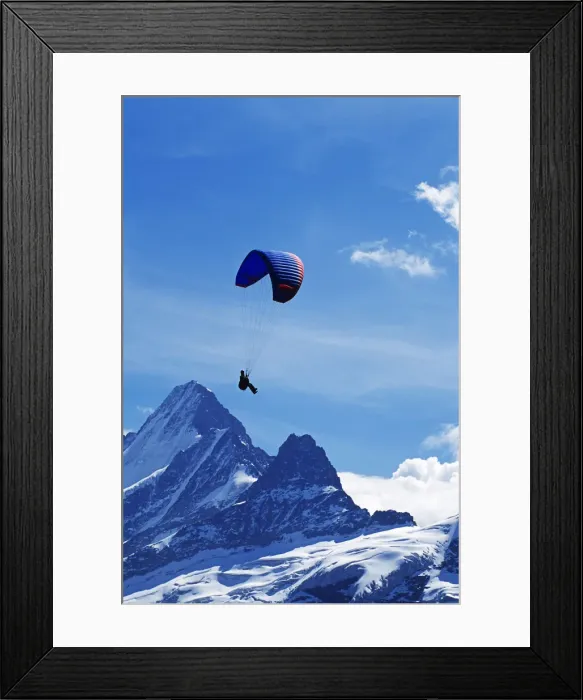 Framed Print : Paragliding, Schreckhorn, Grindelwald, Bernese Oberland, Switzerland Framed Print : Paragliding, Schreckhorn, Grindelwald, Bernese Oberland, Switzerland