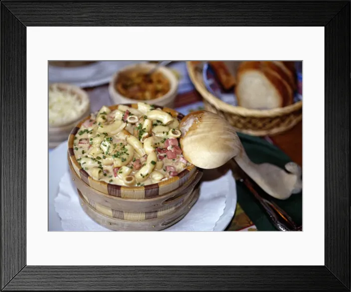 Framed Print : Macaroni, Greyerz, Switzerland Framed Print : Macaroni, Greyerz, Switzerland