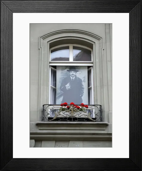 Framed Print : Picture of Albert Einstein in a window in Bern, Switzerland, Europe Framed Print : Picture of Albert Einstein in a window in Bern, Switzerland, Europe