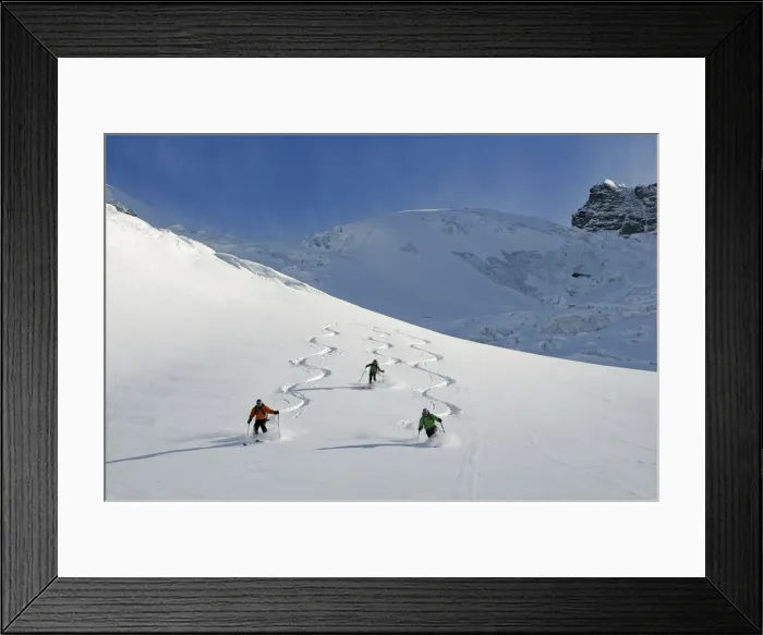 Framed Print : Ski descent from Schwarztor, Breithorn, Zermatt, Valais, Switzerland Framed Print : Ski descent from Schwarztor, Breithorn, Zermatt, Valais, Switzerland
