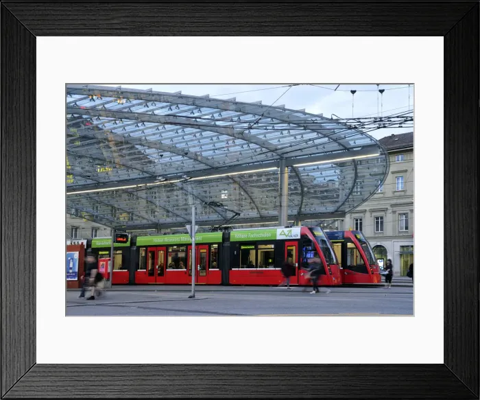Framed Print : Tram station near the central train station, Bern, Switzerland, Europe Framed Print : Tram station near the central train station, Bern, Switzerland, Europe
