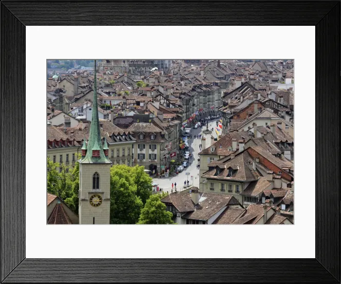 Framed Print : Europe, Switzerland, Bern, Elevated view of Old Town Framed Print : Europe, Switzerland, Bern, Elevated view of Old Town