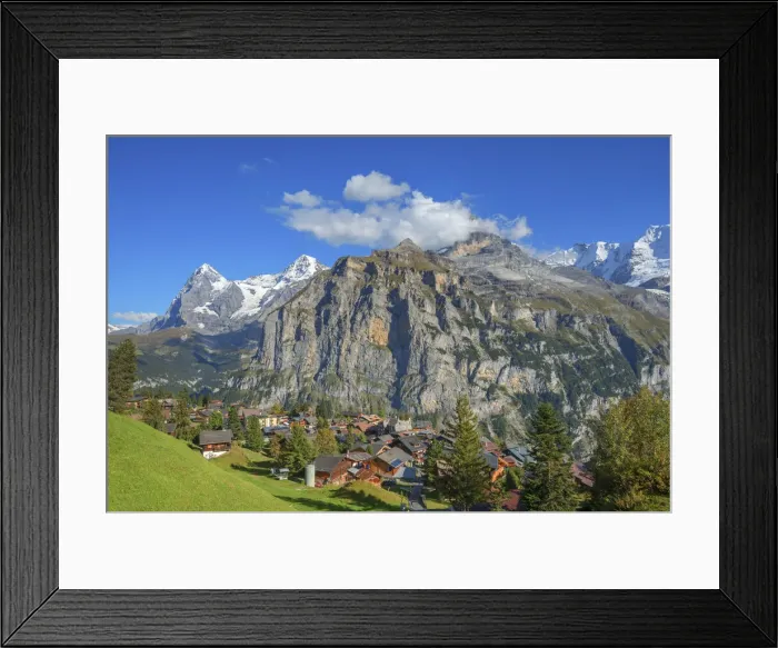 Framed Print : View at MAorren with Eiger and Maonch, Berner Oberland, Switzerland Framed Print : View at MAorren with Eiger and Maonch, Berner Oberland, Switzerland