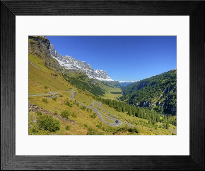Framed Print : Klausenpass road with Ortstock mountain and Urnerboden at fall, Glarus, Switzerland Framed Print : Klausenpass road with Ortstock mountain and Urnerboden at fall, Glarus, Switzerland