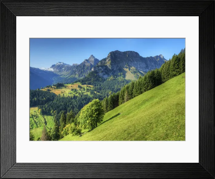 Framed Print : View at Obersee mountain range at Glarner alps at fall, Glarus, Switzerland Framed Print : View at Obersee mountain range at Glarner alps at fall, Glarus, Switzerland