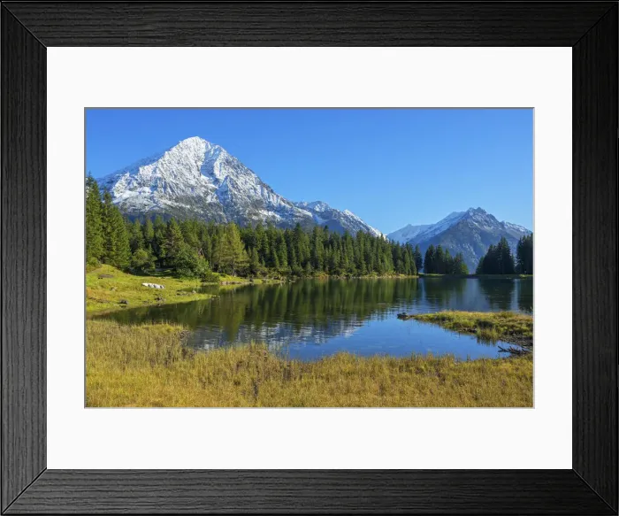 Framed Print : Arni lake with Bristen mountain at fall, Uri, Switzerland Framed Print : Arni lake with Bristen mountain at fall, Uri, Switzerland