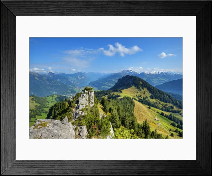 Framed Print : View from Wageten at Riseten mountain, Walensee, Churfirsten and Glarner Alps at fall Framed Print : View from Wageten at Riseten mountain, Walensee, Churfirsten and Glarner Alps at fall