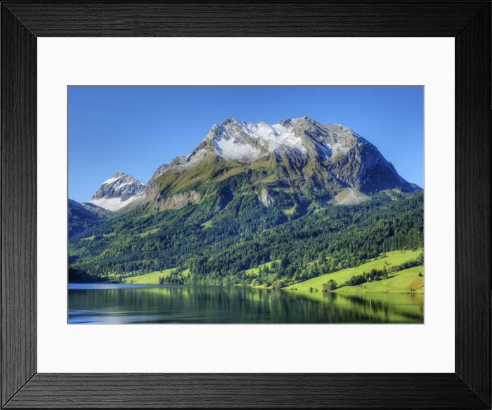 Framed Print : Lake Waagital with Fluebrig mountain in the Glarner Alps at fall, Innerthal, Schwyz Framed Print : Lake Waagital with Fluebrig mountain in the Glarner Alps at fall, Innerthal, Schwyz