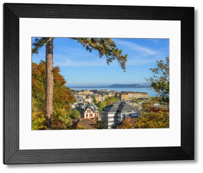 Framed Print : Neuchatel with Lac de Neuchatel and Bernese Alps, Neuchatel, Switzerland Framed Print : Neuchatel with Lac de Neuchatel and Bernese Alps, Neuchatel, Switzerland