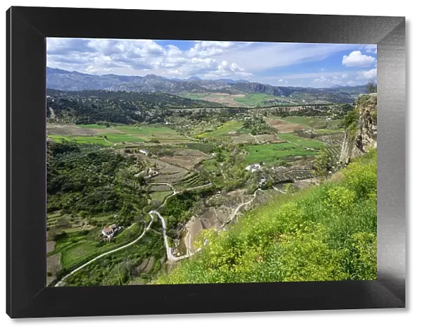 Spain, Andalusia, Ronda view over hilly landscape