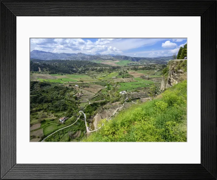 Framed Print : Spain, Andalusia, Ronda view over hilly landscape Framed Print : Spain, Andalusia, Ronda view over hilly landscape