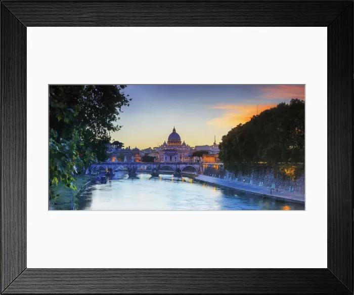 Framed Print : Italy, Rome, St. Peter Basilica by night reflecting on Tevere river Framed Print : Italy, Rome, St. Peter Basilica by night reflecting on Tevere river