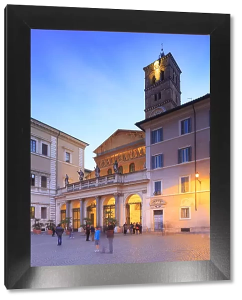 Italy, Rome, Santa Maria in Trastevere church at Trastevere by night