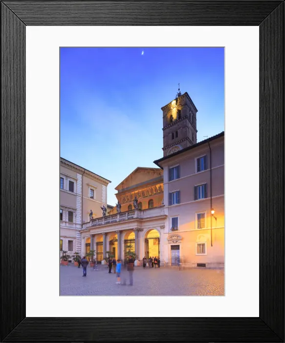 Framed Print : Italy, Rome, Santa Maria in Trastevere church at Trastevere by night Framed Print : Italy, Rome, Santa Maria in Trastevere church at Trastevere by night