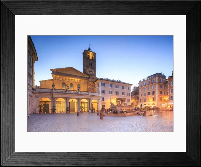 Framed Print : Italy, Rome, Santa Maria in Trastevere church at Trastevere by night Framed Print : Italy, Rome, Santa Maria in Trastevere church at Trastevere by night