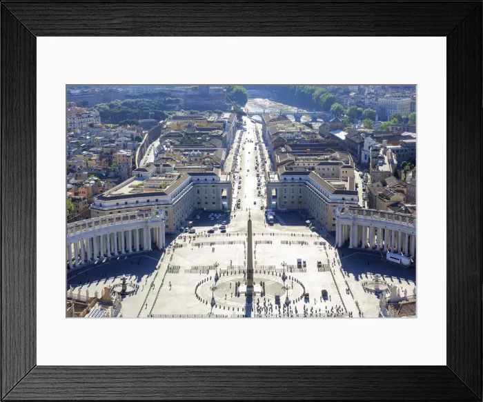 Framed Print : Italy, Rome, elevated view of St. Peter Basilica and Conciliazione street at sunrise Framed Print : Italy, Rome, elevated view of St. Peter Basilica and Conciliazione street at sunrise