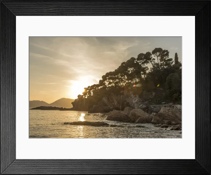 Framed Print : europe, Italy, Liguria. Fiascherino bay at sunset Framed Print : europe, Italy, Liguria. Fiascherino bay at sunset