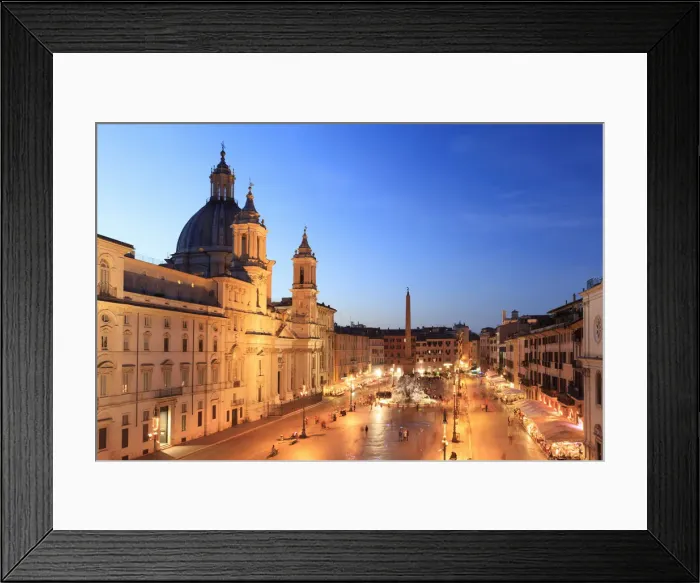 Framed Print : Italy, Rome, Navona square with Sant Agnese in Agone church and 4 rivers fountain Framed Print : Italy, Rome, Navona square with Sant Agnese in Agone church and 4 rivers fountain