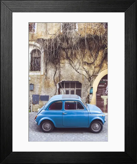 Framed Print : Rome, Lazio, Italy. Iconic fiats 500 car in Trastevere Framed Print : Rome, Lazio, Italy. Iconic fiats 500 car in Trastevere
