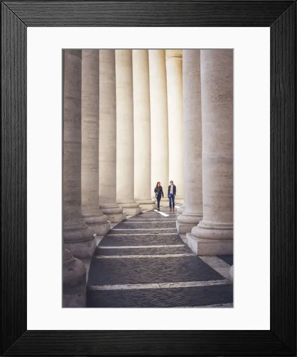 Framed Print : St Peters Square, Rome, Lazio, Italy. People walking among the colonnades Framed Print : St Peters Square, Rome, Lazio, Italy. People walking among the colonnades