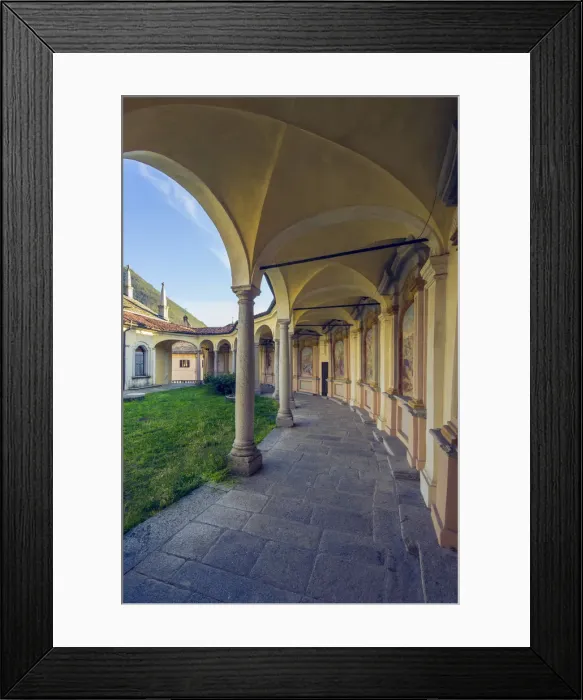 Framed Print : Mergozzo, lake Mergozzo, Piedmont, Italy. Church and its old cloister with paintings Framed Print : Mergozzo, lake Mergozzo, Piedmont, Italy. Church and its old cloister with paintings