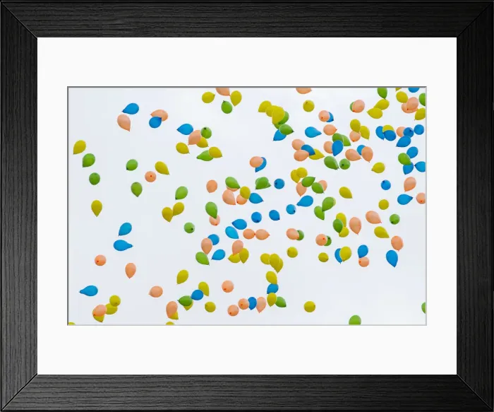 Framed Print : Colored balloons flow in open air. Venice, Veneto, Italy Framed Print : Colored balloons flow in open air. Venice, Veneto, Italy