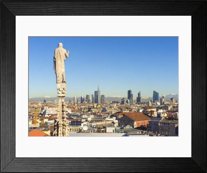 Framed Print : Air view from Duomos Terraces over the city. Milan, Italy