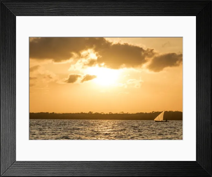 Framed Print : Africa, Tanzania, Lindi region. Songo Mnara Island. Fishermen returning home at sunset Framed Print : Africa, Tanzania, Lindi region. Songo Mnara Island. Fishermen returning home at sunset