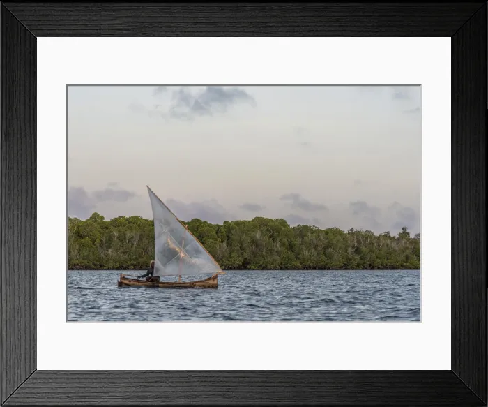 Framed Print : Africa, Tanzania, Lindi region. Songo Mnara Island. Fishermen returning home at sunset Framed Print : Africa, Tanzania, Lindi region. Songo Mnara Island. Fishermen returning home at sunset