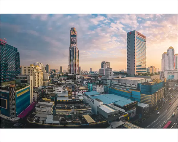 Baiyoke Towers, Ratchathewi, Bangkok, Thailand. Cityscape at sunrise