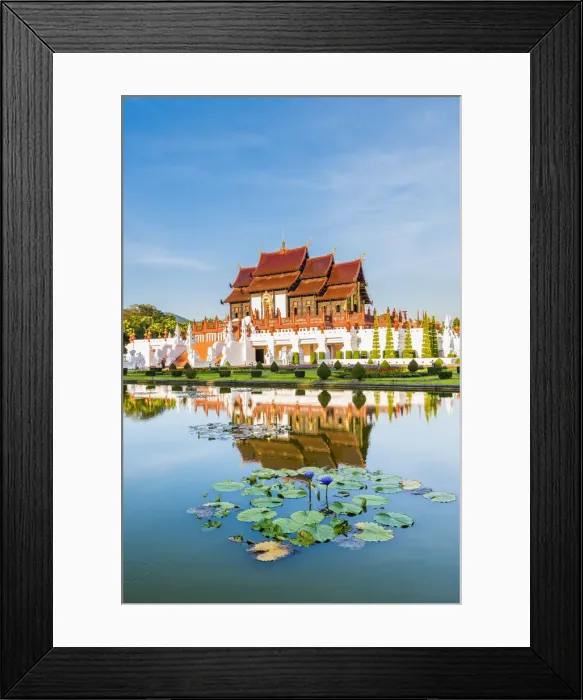 Framed Print : Royal Park Rajapruek, Chiang Mai, Thailand. Royal Pavilion at sunset Framed Print : Royal Park Rajapruek, Chiang Mai, Thailand. Royal Pavilion at sunset
