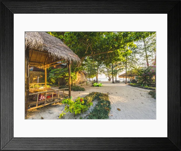 Framed Print : Ko Lipe, Satun Province, Thailand. Bamboo bungalows on the beachfront Framed Print : Ko Lipe, Satun Province, Thailand. Bamboo bungalows on the beachfront