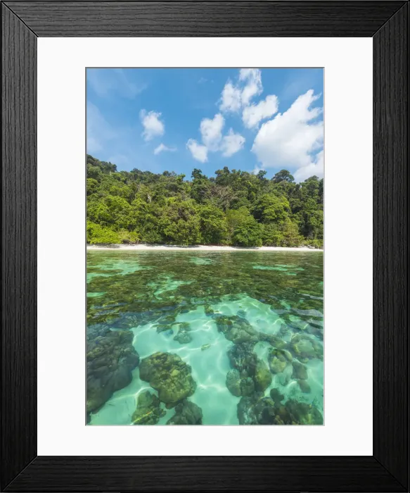 Framed Print : Ko Lipe, Satun Province, Thailand. Turquoise colored and transparent waters