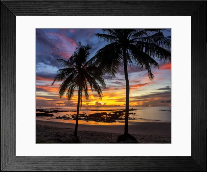 Framed Print : Palm Trees at Sunset, Khao Lak, Phang-nga, Thailand, Asia