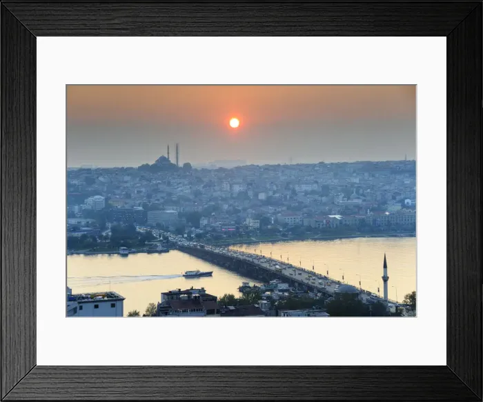 Framed Print : Istanbul and the Golden Horn at sunset. Turkey