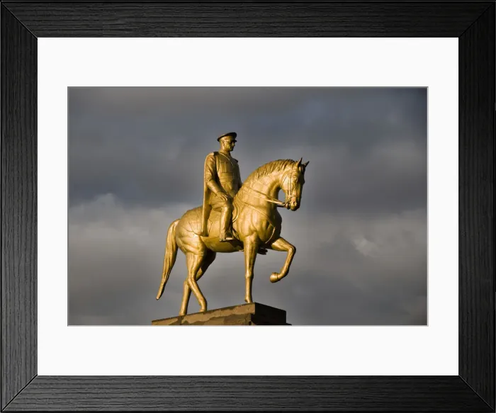 Framed Print : The golden equestrian statue of Ataturk at Kayseri. Anatolia, Turkey, Asia