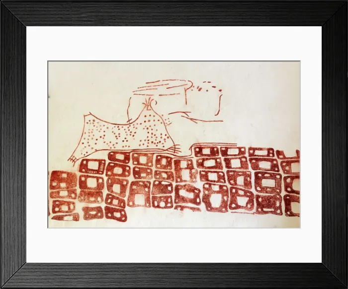 Framed Print : Reconstitution of a painting found in an interior of an old house in Catal Huyuk Framed Print : Reconstitution of a painting found in an interior of an old house in Catal Huyuk