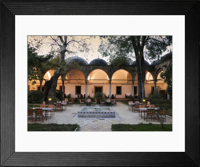 Framed Print : A restaurant in an old caravanserai. SAoleymaniye Camii, Istanbul, Turkey