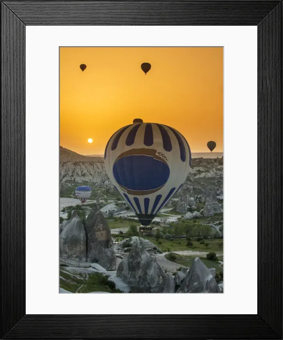 Framed Print : Sunrise landscape with hot air balloons, Goreme, Cappadocia, Turkey Framed Print : Sunrise landscape with hot air balloons, Goreme, Cappadocia, Turkey
