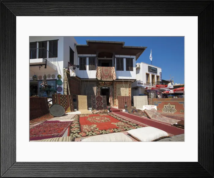 Framed Print : Carpet Shops in Marmaris, Aegean, Turquoise Coast, Turkey