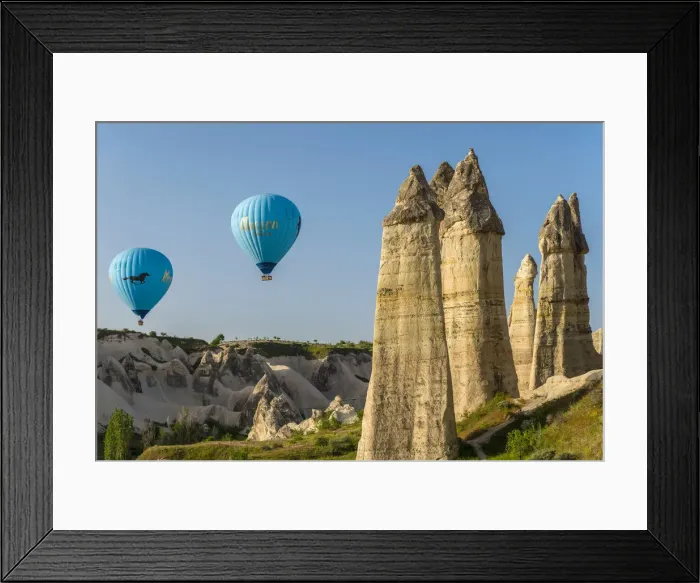 Framed Print : Scenic fairy chimneys landscape with hot air balloons, Goreme, Cappadocia, Turkey Framed Print : Scenic fairy chimneys landscape with hot air balloons, Goreme, Cappadocia, Turkey